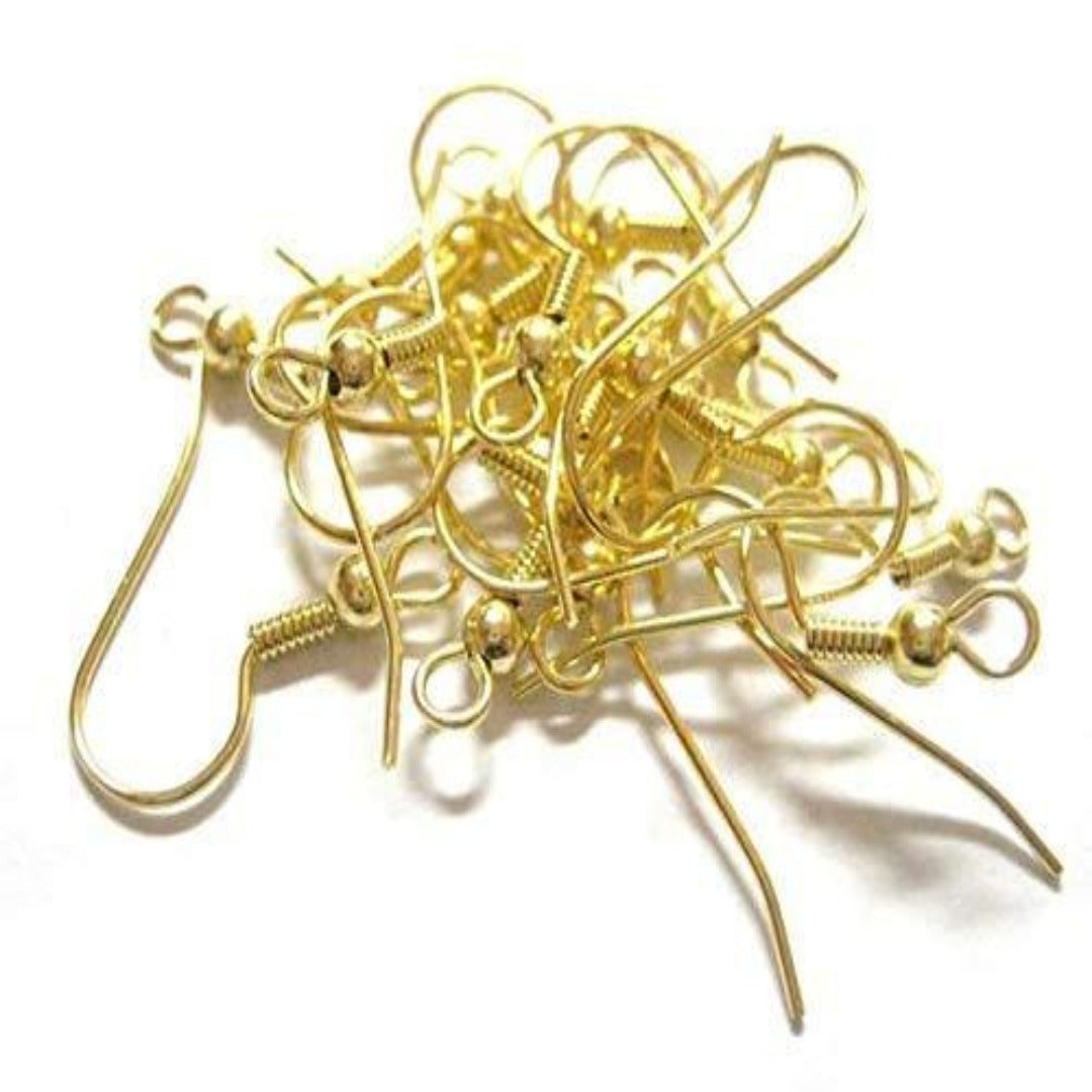 Golden Finish Metal Jewelry Making Earring Hooks