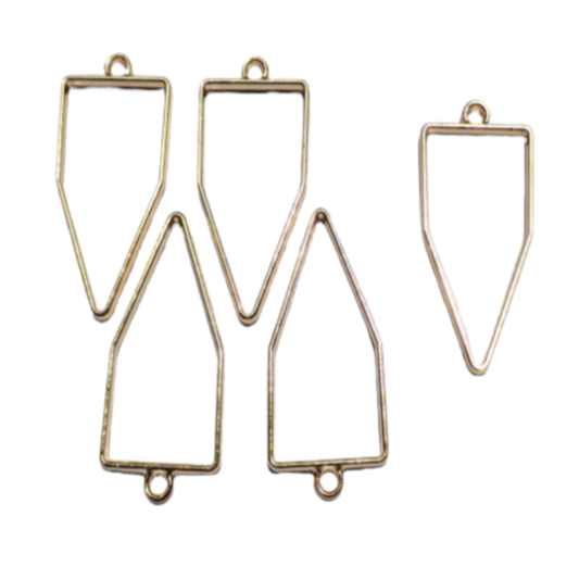 Golden Dropping Triangle Open-Back Pendant Bezel (UV Resin | DIY Jewellery)