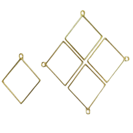 Golden Square Open-Back Pendant Bezel (UV Resin | DIY Jewellery)