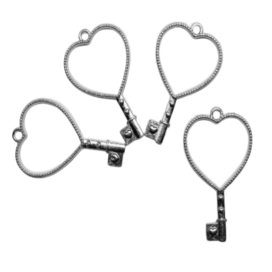 Silver Heart Key Bezel (UV Resin | DIY Jewellery)