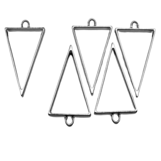 Silver Triangle Open-Back Pendant Bezel (UV Resin | DIY Jewellery)