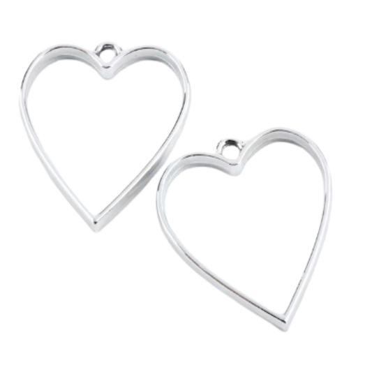 Silver Heart Open-Back Pendant Bezel (UV Resin | DIY Jewellery)