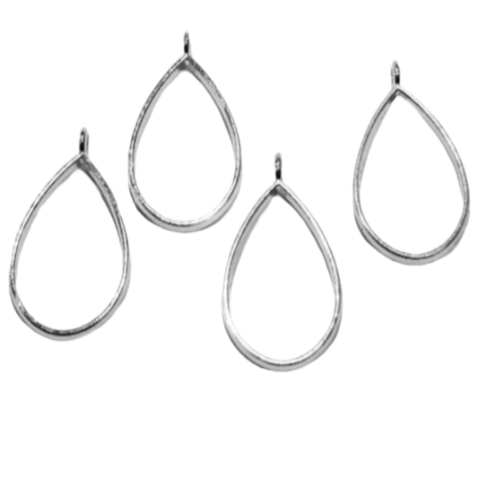 Silver Drop Open-Back Pendant Bezel (UV Resin | DIY Jewellery)