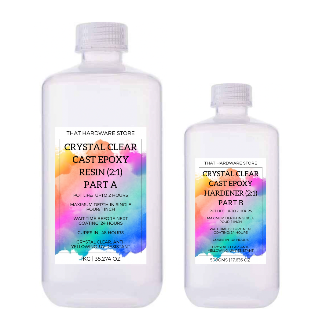 Crystal Clear Cast Epoxy Resin (1kg) + Hardener (500gms) (2:1)