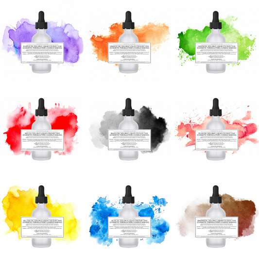 Oil-Soluble Liquid Colour / Dye (Cosmetic Formulation | Candle Making) (Combo of 9, 30ml each)