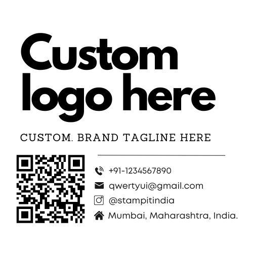 Custom Comany / Business Rubber Stamp (Template #901) (Logo + QR Code + Social Media Handles)