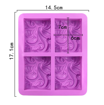 आयताकार वेव सिलिकॉन साबुन मोल्ड - 100 ग्राम