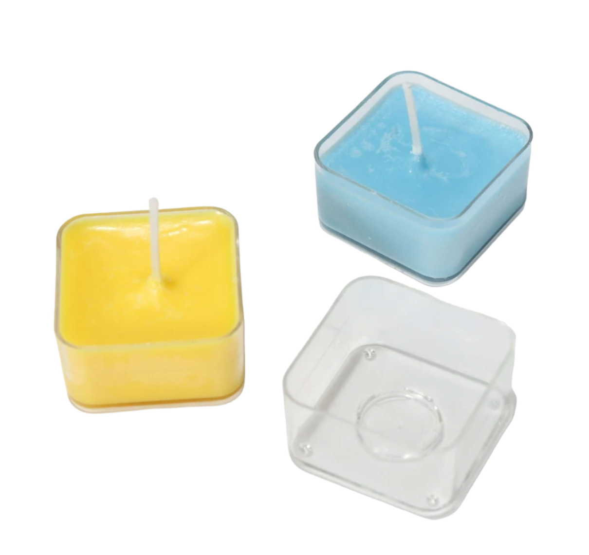 Square (Curved Edges) Polycarbonate Tea-Light Candle Containers / Cup