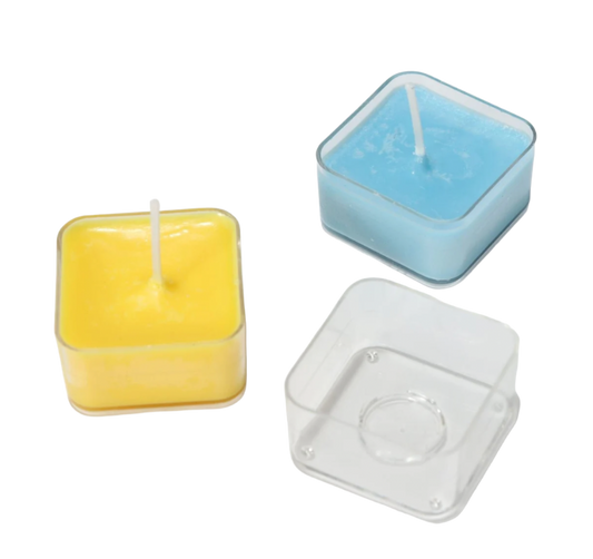 Square (Curved Edges) Polycarbonate Tea-Light Candle Containers / Cup