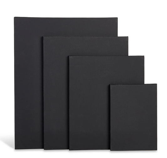 5 Inch * 5 Inch Black Stretched Art Canvas (100% Cotton | Acid-Free | Medium Grain | Coated with Acrylic Gesso Primer)