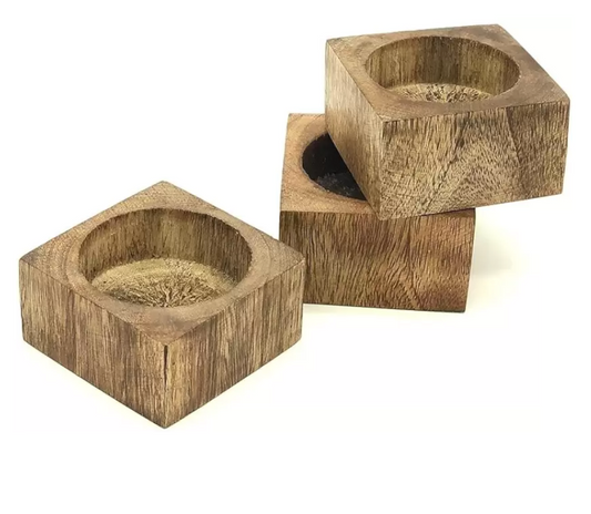 Small Square Wooden Candle Holder / Container