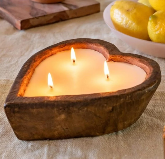 Heart Wooden Candle Holder / Container