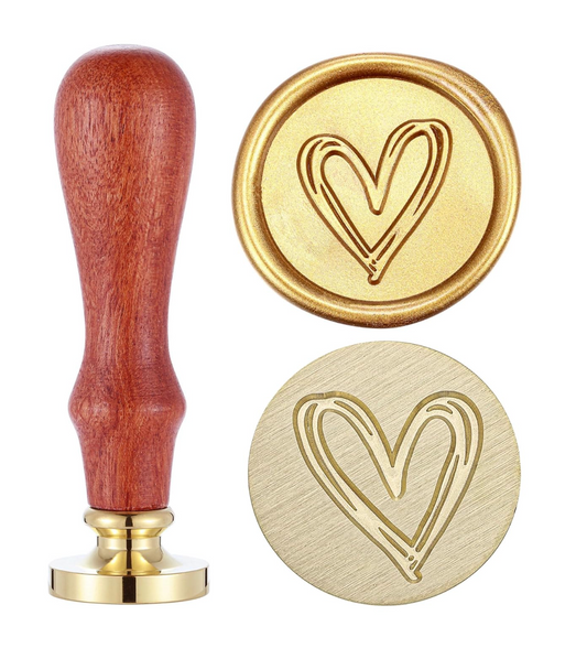 Heart Pre-Designed Wax Seal Stamps (Template #WS101, Circle)