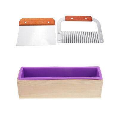 Soap Making Starter Combo (Silicone Soap Loaf Mould with Wooden Frame + Crinkle Cutter + Scrapper)