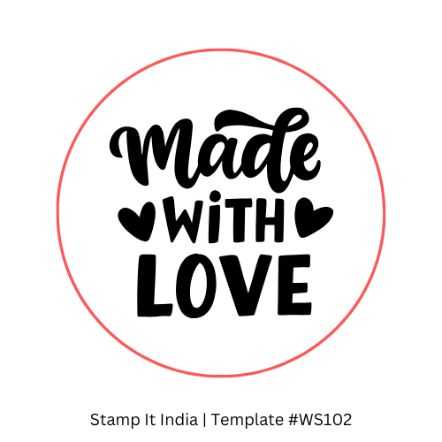 Made With Love Pre-Designed Wax Seal Stamps (Template #WS102, Circle)