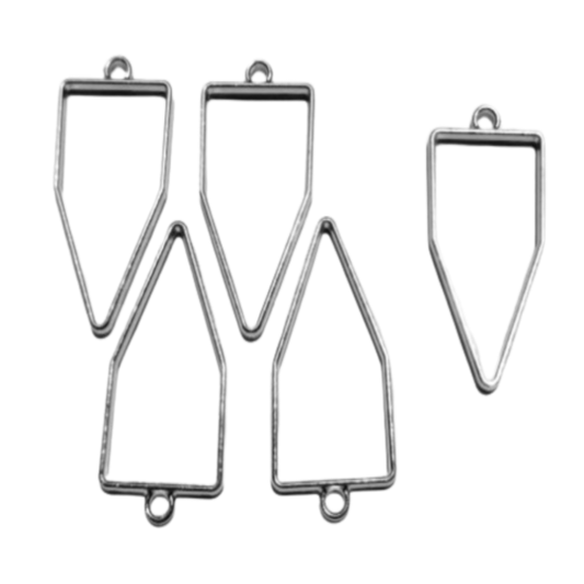 Silver Dropping Triangle Open-Back Pendant Bezel (UV Resin | DIY Jewellery)