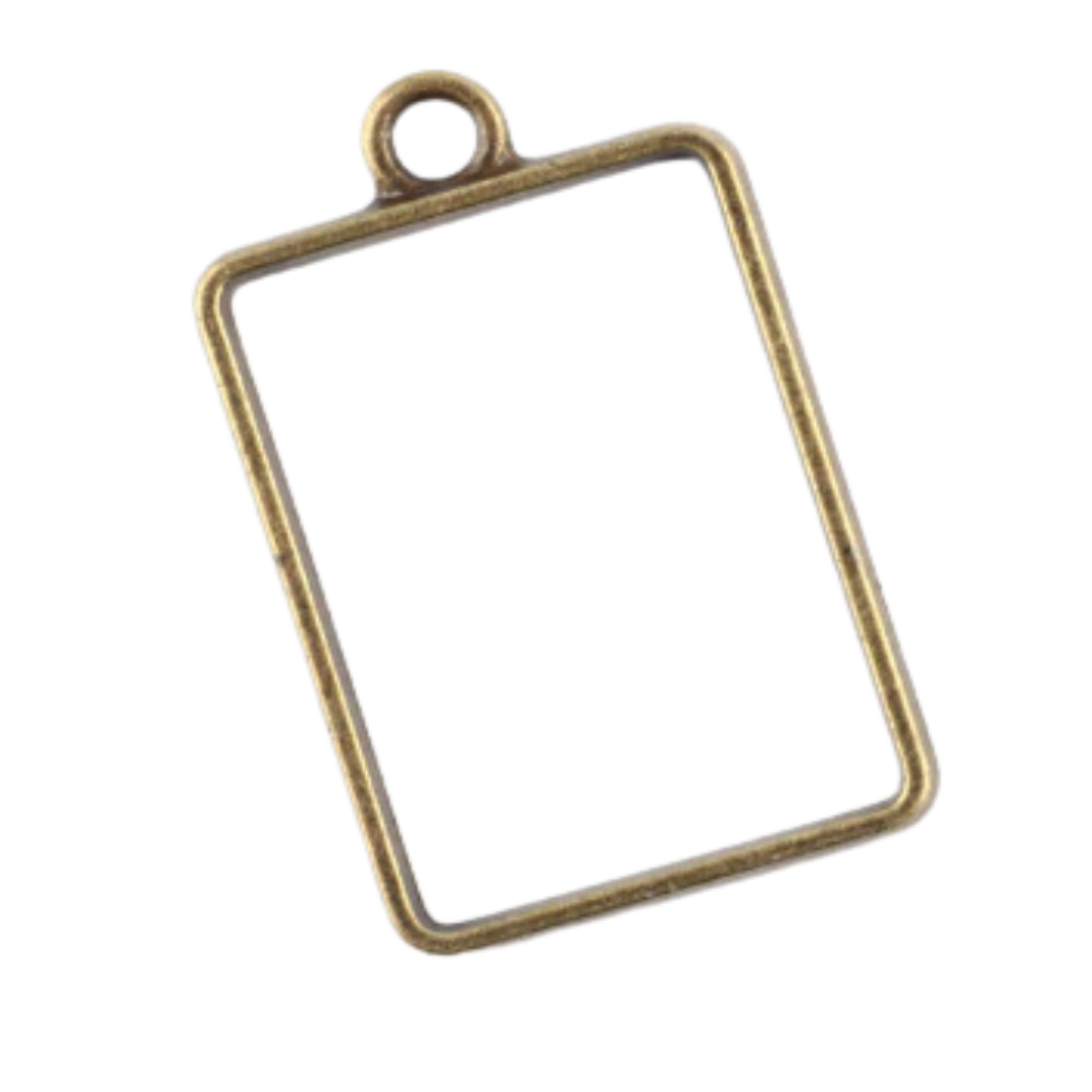 Antique Rectangle Open-Back Pendant Bezel (UV Resin | DIY Jewellery)