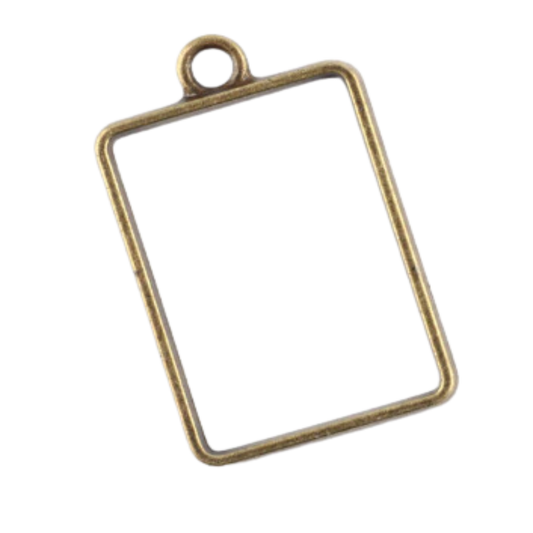 Antique Rectangle Open-Back Pendant Bezel (UV Resin | DIY Jewellery)