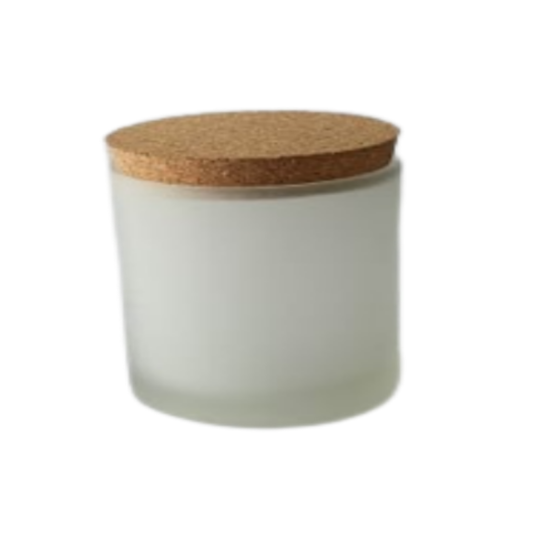 Frosted Candle Votive Glass Holder/Container + AirTight Cork Cap/Lid