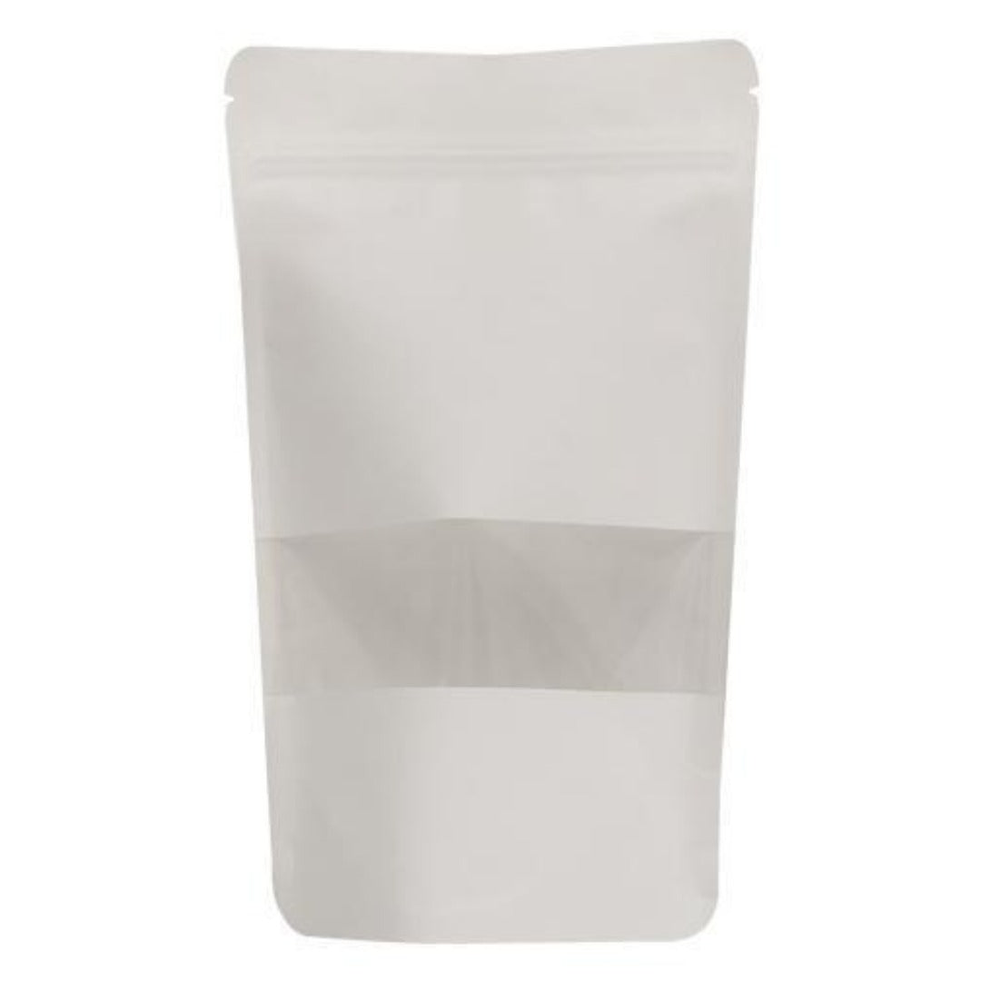 White Kraft Paper Stand Up Pouch - Zipper/Matt Window – The Art Connect