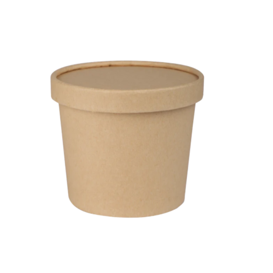 500ml Kraft Paper Tub Container with Lid (Eco-Friendly, Sustainable, B ...